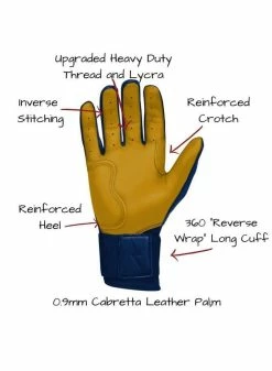 Bruce Bolt Premium Long Cuff Navy/Gold -Cheap Baseball Glove Store bruce bolt bruce bolt premium long cuff navy gold 4